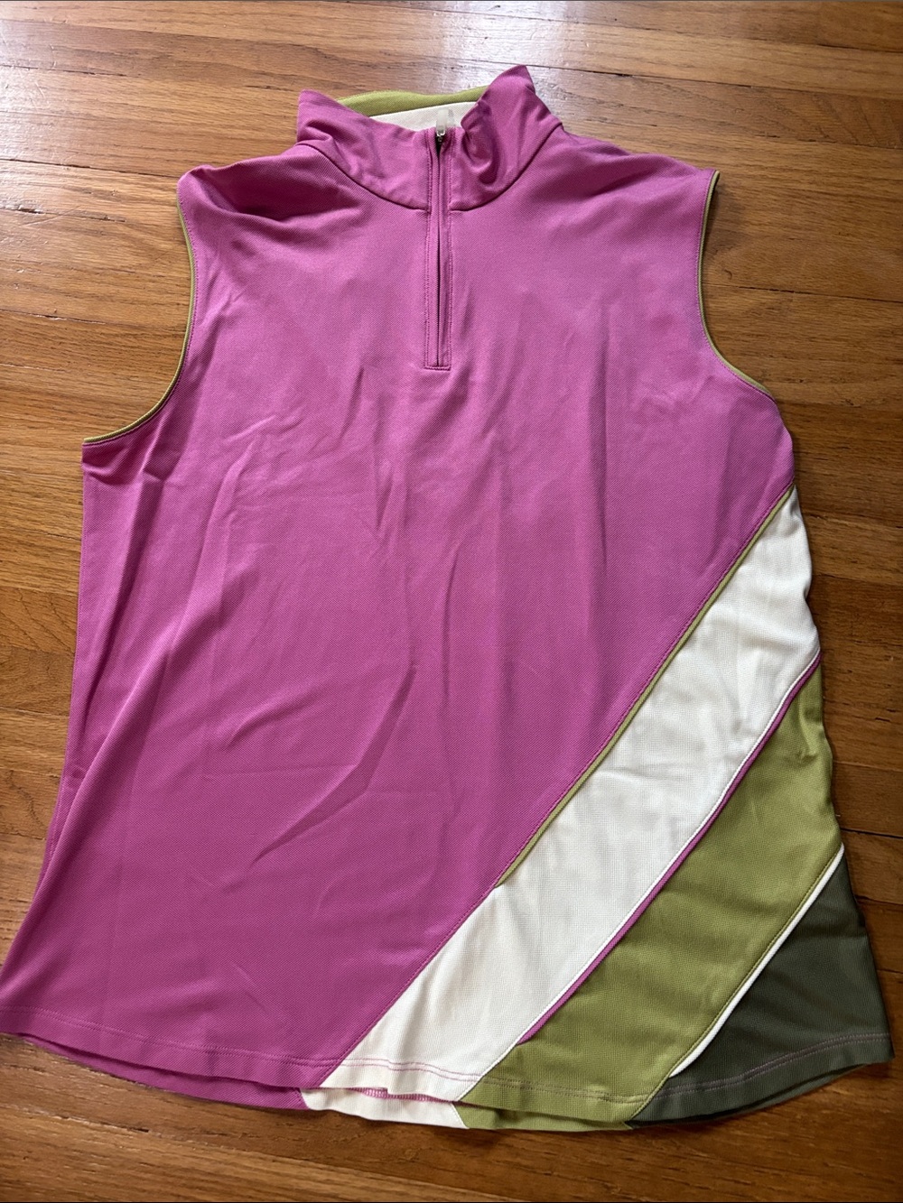 Cutter & Buck Women’s Sleeveless Pink Athletic Polo Top with Colorblock Panels